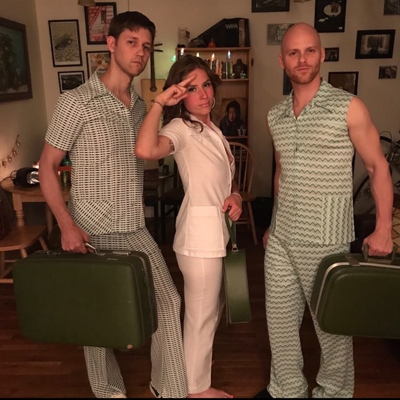 70s Disco Suit sexy white pant set Small Vintage - Picture 5 of 11